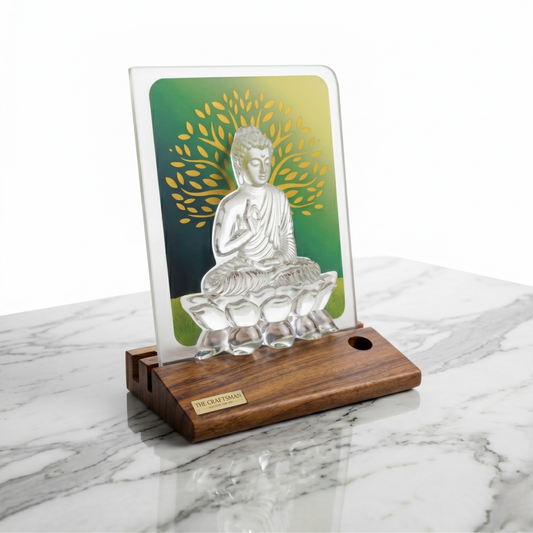 Meditating Buddha On Wood Base