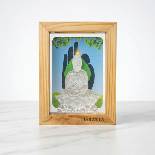 Zen Buddha Pine Wood Frame