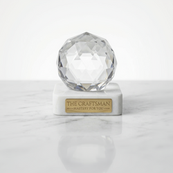 Good vibes crystal marble decor paperweight front view on white marble surface by The Craftsman
