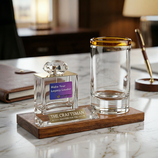Glass And Wood Motivational Desk Dock