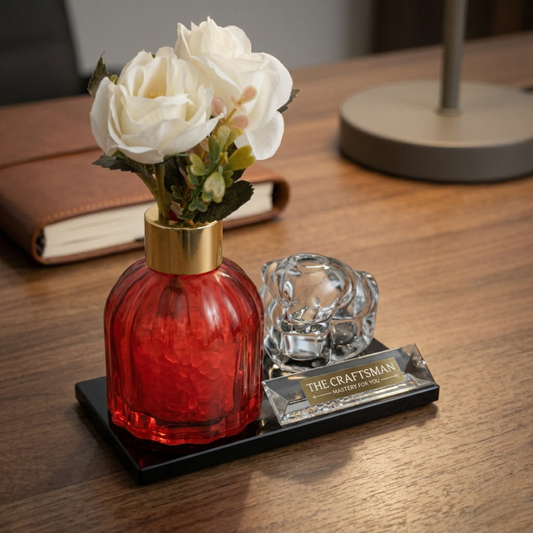 Heritage Floral Glass Desk Set