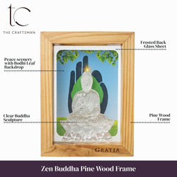 Zen Buddha Pine Wood Frame
