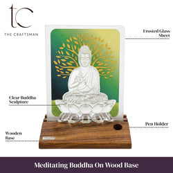 Meditating Buddha On Wood Base