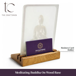 Meditating Buddha On Wood Base