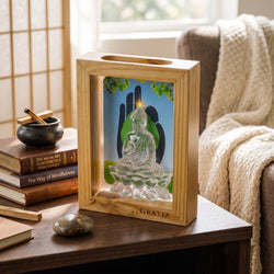 Zen Buddha Pine Wood Frame