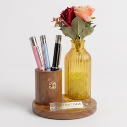 Wooden Desk Organizer With Aroma Vase