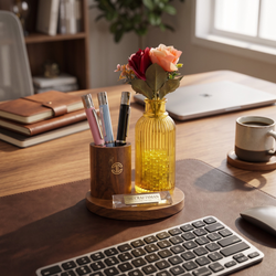 Wooden Desk Organizer With Aroma Vase