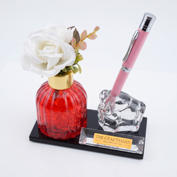 Heritage Floral Glass Desk Set