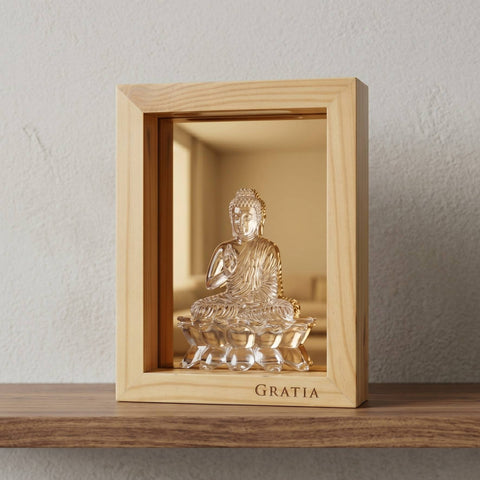 Crystal Buddha Pine Wood Frame