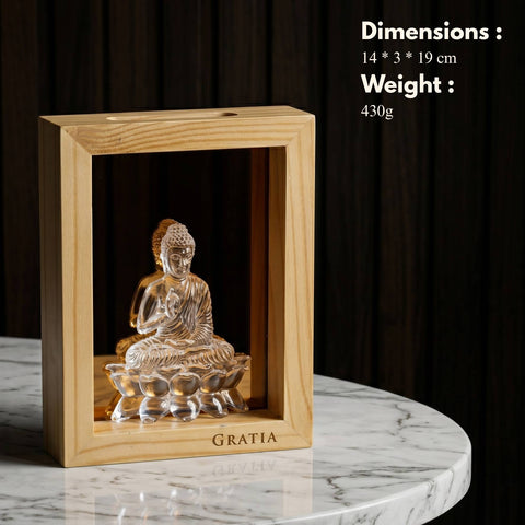 Crystal Buddha Pine Wood Frame