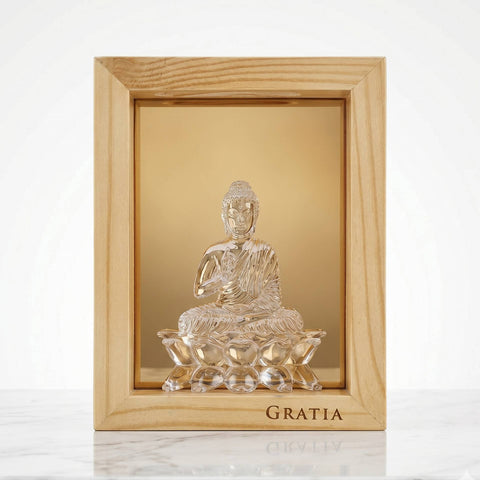 Crystal Buddha Pine Wood Frame