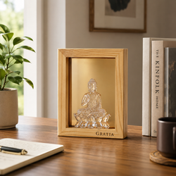 Crystal Buddha Pine Wood Frame