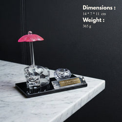 Crystal umbrella pen stand desk decor piece on marble base by The Craftsman
