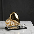 Golden Glass Heart Crystal Decor