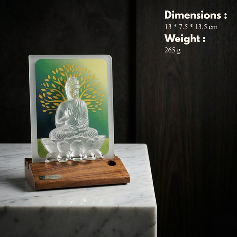 Meditating Buddha On Wood Base