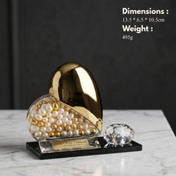 Golden Glass Heart Crystal Decor