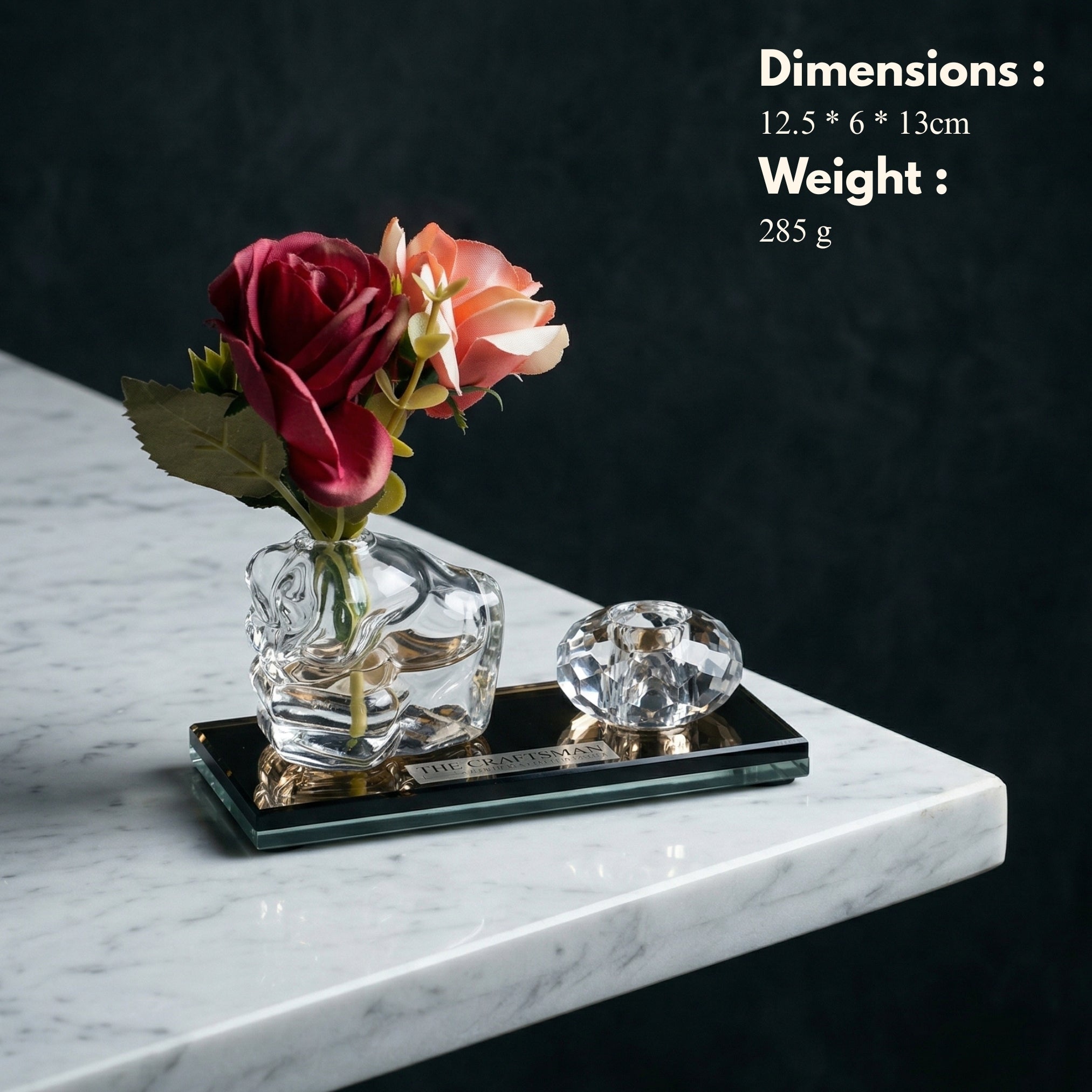 Crystal grace desk decor lifestyle shot on marble surface by The Craftsman