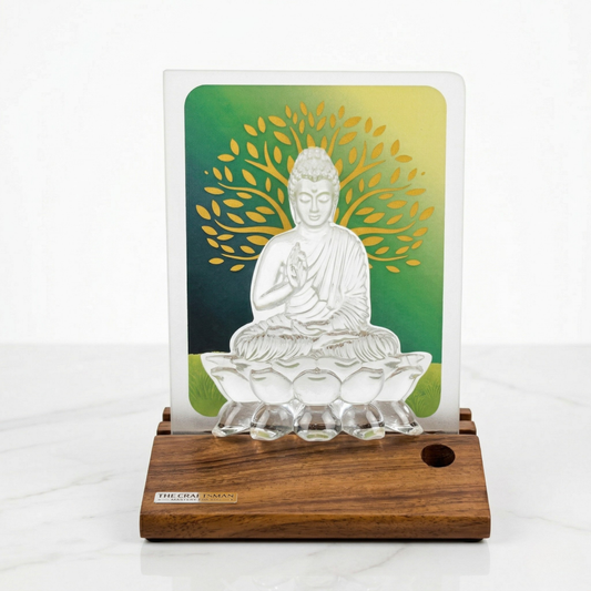 Meditating Buddha On Wood Base