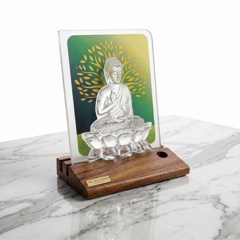 Meditating Buddha On Wood Base