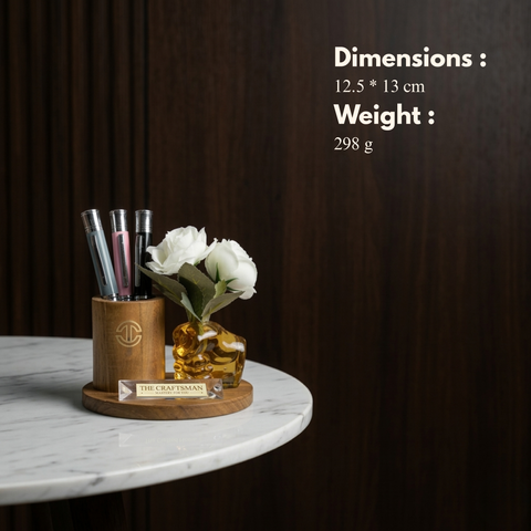 Wooden Desk Organizer With Flower's On Hand