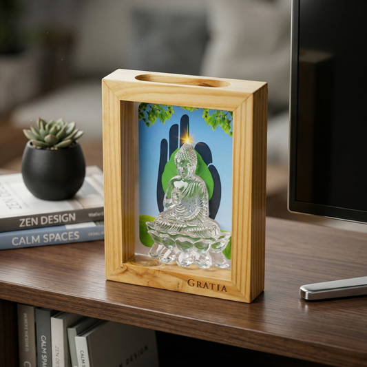 Zen Buddha Pine Wood Frame