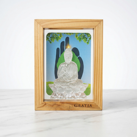 Zen Buddha Pine Wood Frame