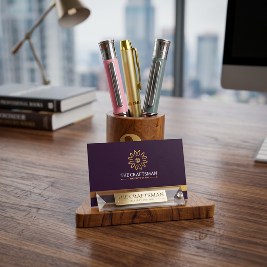 Wooden Desk Organizer With Penstand