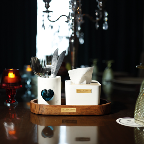 Marble & Wood Dining Organizer