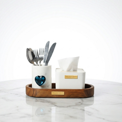 Marble & Wood Dining Organizer