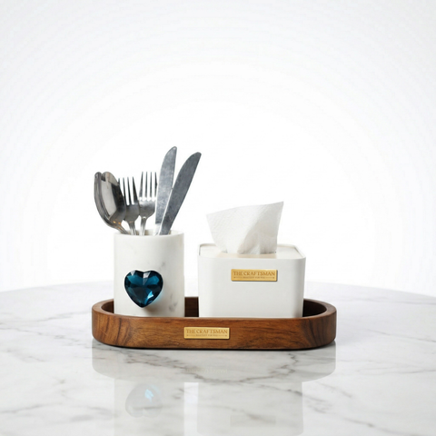 Marble & Wood Dining Organizer