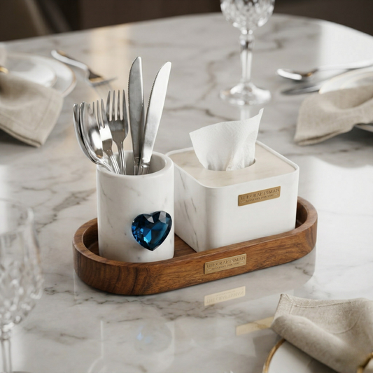 Marble & Wood Dining Organizer