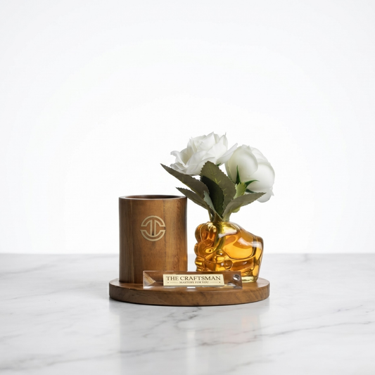 Wooden Desk Organizer With Flower's On Hand