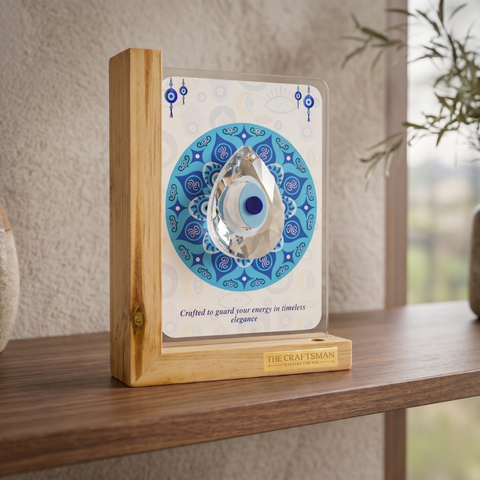 Crystal Evil Eye Pine Wood Frame