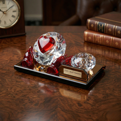 Red Heart Crystal Decor