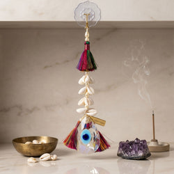 Crystal evil eye hanging decor close-up detail view by The Craftsman