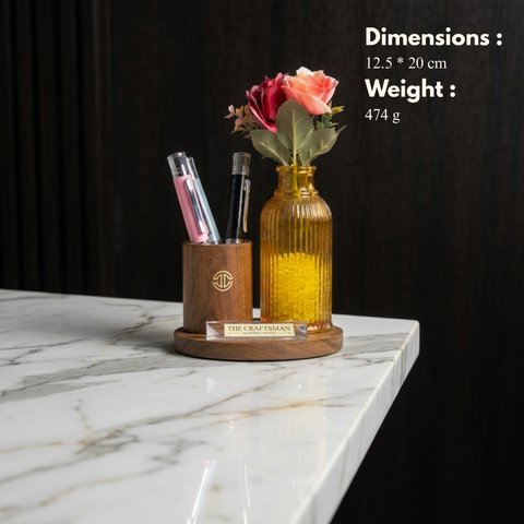 Wooden Desk Organizer With Aroma Vase